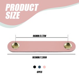 Leather Handles for Furniture, 6 Pieces Cabinet Handles, Pink Furniture Handles, Drawer Handles, Leather Handles, Furniture Handles, Leather for Kitchen Cabinets, Cabinets, Bathroom, with 12 Screws