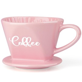 ZMZKKLL Pour Over Coffee Maker, Ceramic Pour Over Coffee Dripper, Manual Brew Maker, Pink Kitchen Decor and Accessories, Single Cup Porcelain Slow Brewing Accessories for Cafe Coffee Bar