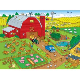 MasterPieces 100 Piece Family Jigsaw Puzzle for Kids - 101 Things to Spot on a Farm - 14"x19"