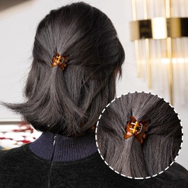 Cobahom 12 Pcs Small Claw Clips 1.2 Inch Plastic No-Slip Mini Clips for Thin Hair Styling Accessories for Women and Girls (Brown)