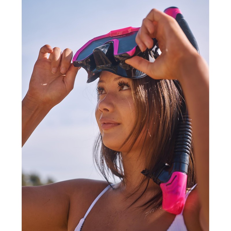 EMSINA E8 Freedom HD Dry Snorkel Set,Panoramic Wide View,Anti-Fog Scuba