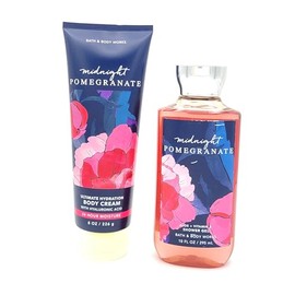Bath & Body Work Midnight Pomegranate Gift Set, Body Cream 8 oz and Shower Gel 10 fl oz