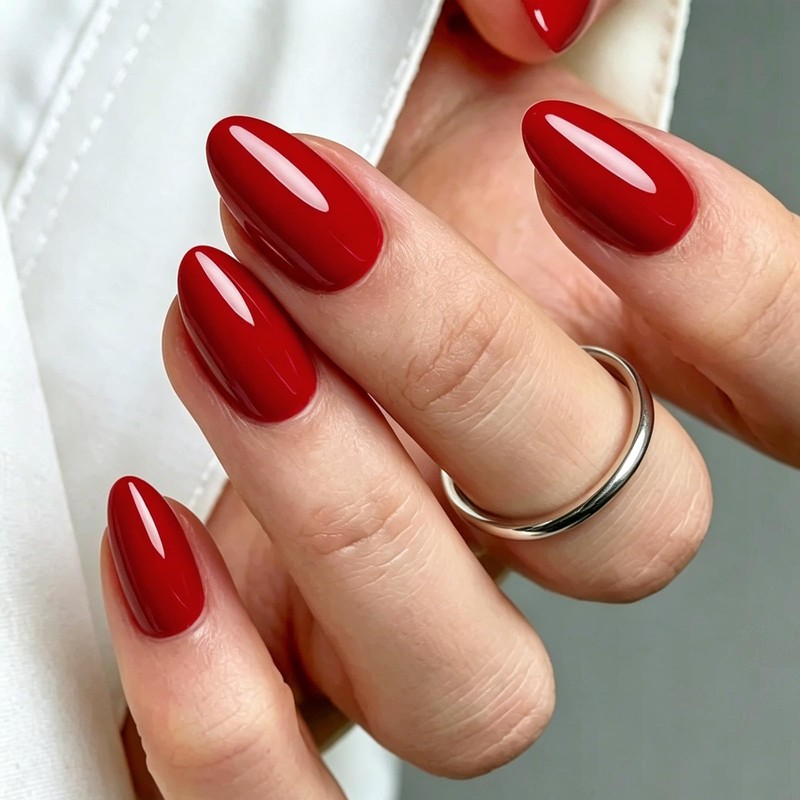 modelones 32 Pcs Halloween Red Fall Press On Uñas Almendra,