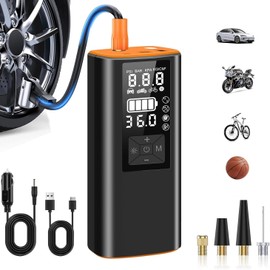 Carzic Tire Inflator Portable Air Compressor 150PSI Dual Power Cordless and 12V with Auto Shut Off LED Display for Car Bike Motorcycle Tires and Sports Balls