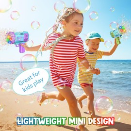 Rocket Bubble Gun Machine Set with 2 Bubble Solution Bottles,40hole 5000+Bubbles per Minutes,Summer Bubble Toys for Kids Blue and Pink (Green)