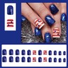 24Pcs 4th of July Press on Nails Short Square Fake