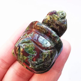 Manekieko Natural Tortoise Dragon Blood Jasper Crystals and Healing Stones, 35mm Carved Animal Collectible Sculpture Fengshui Healing Crystal