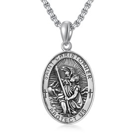 Shusukue Saint Michael/Sebastian/Saint Gabriel/Christoph/Guadalupe/Divina/Benedict/George Necklace, Sterling Silver Archangel Necklace, Religious Pendant, Amulet Jewellery for Christian, Sterling