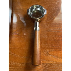 Kafvalubre 58mm Bottomless Portafilter Compatible with E61 Grouphead Flair 58, ECM, Rocket Espresso Machine Stainless Steel Naked Portafilter with Filter Basket Handle-Wooden