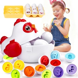VROGTIK Easter Egg Matching Game for Toddlers - Educational Color & Shape Recognition Toy, 12-Piece Set | Easter Basket Stuffers for Kids