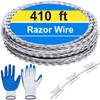 Hoolerry 410Ft Razor Wire Fencing Concertina Barbed Wire Fence Galvanized