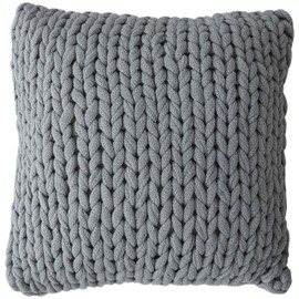 Cheer Collection Chunky Cable Knit Throw Pillow, 18" x 18" Decorative Couch Pillow (Gray)