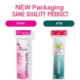 Swisspers Premium Exfoliating Cotton Rounds – 80 Count (Pack of 3) – 100% Pure Cotton, Dual-Sided Surface Pads for Gentle Exfoliation, Optimal Cleansing and Makeup Removal