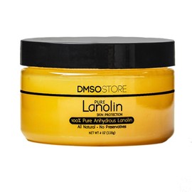 Lanolin 4 oz. Pure Unrefined 100% USP grade. Skin protectorate and moisturizer that delivers deep hydration and nourishment, excellent as a nipple cream. Made by DMSOSTORE
