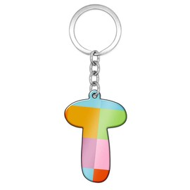 Soul-Cats Colourful Chequered Letter Keyring Letter T, T
