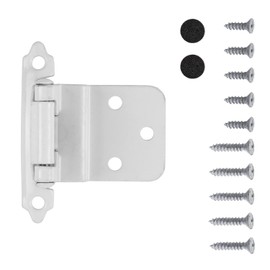 Hickory Hardware P143-W - Variable Overlay 3/8 Inch Inset Self-Closing Collection Cabinet Hinge 170° Opening - Surface Face Frame Mounting - Easy Installation White Finish - 1 Set of Pair