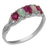 LetsBuyGold 925 Sterling Silver Natural Ruby and Opal Womens Eternity