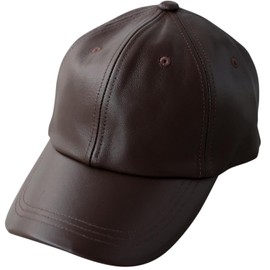 LEK Hatter RH-608 Genuine Leather Low Cap, Hat, 6 Panel Cap, Men's, Baseball Cap, Cotton Cap, Polo Cap, LAMD Leather, Sheepskin, Lamb Leather, Cap, Size, Spring, Autumn, Winter, Braun