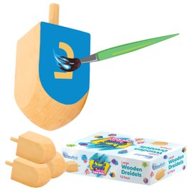 The Hanukkah Company Hanukkah Dreidels - Natural Wooden Dreidel - Unfinished Dreidels for Hanukkah - Extra Large Dreidel Hanukkah - 12 Pack