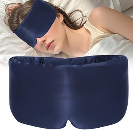 Sleep Mask Men Women Silk Sleeping Mask 100% Pure Mulberry Silk Skin-Friendly with Adjustable Headband Sleep Mask for Breaks and Night Sleep (Cyan)
