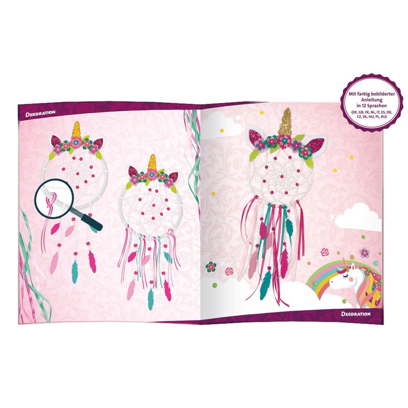 Lena 42701 Dreamcatcher Unicorn Craft Set, 56 Pieces, Complete Set