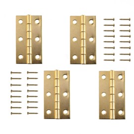 Butt Hinge, Stainless Steel Brass Folding Butt Hinges,Cabinet Doors Chest Lid Shelves Jewelry Box Small Wooden Cases Dollhouse Dolls Figure Furnitures Brass Hinge with Screws,4 Pack (1.92x1.06)