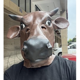 TASOGARA Halloween Animal Mask, Cosplay Latex Mask, Costume for Events and Parties (Cow)
