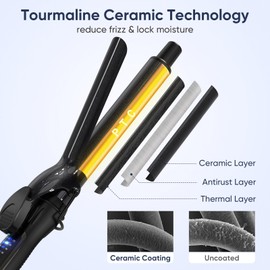 Ryanboo Hair Iron, 25mm/1.00 inch Curling Iron, 5 Temperature Settings, Professional Classic Curls for All Hair Types, Max 430℉, Suitable for Worldwide Voltage (Black)