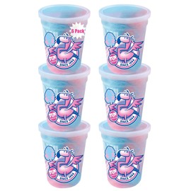 Fun Sweets Cotton Candy 6-Pack - Blue Raspberry and Cherry Swirl Flavor CottonCandy in 1.5 oz Tubs - Individual Carnival Cotton Candy Tubs