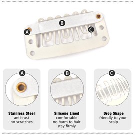 Richintol Hair Extension Clips,32mm 6-Teeth Wig Clips U-Shape Snap Hair Accessories for Women DIY Clip-ins Extensions Wig (60Pcs,Beige)