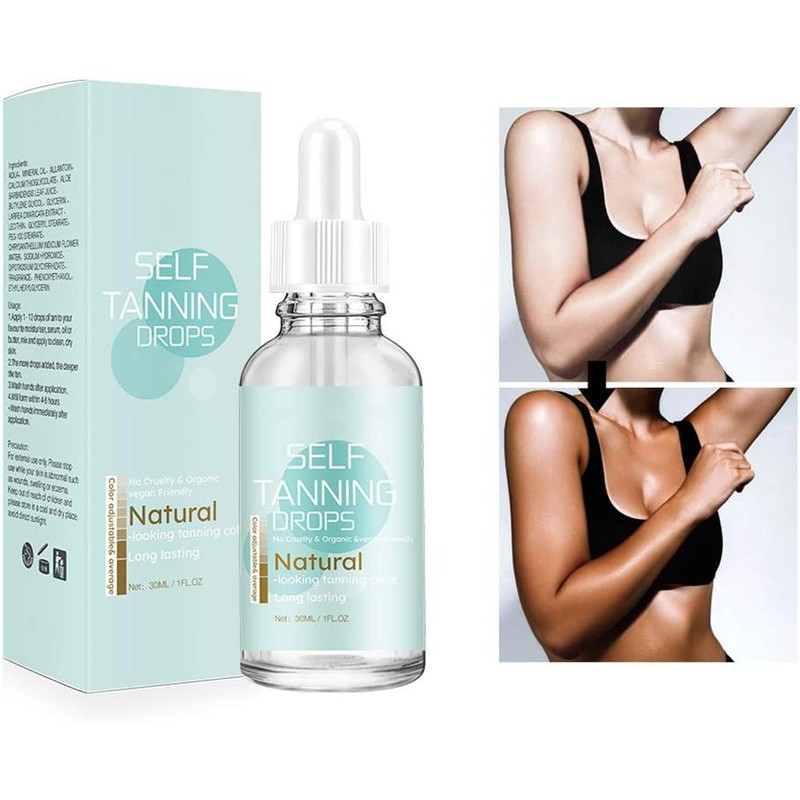 30ml Gotas Autobronceadoras, Aceite Corporal Bronceador Sin Sol (3.5*3.5*10.5cm)