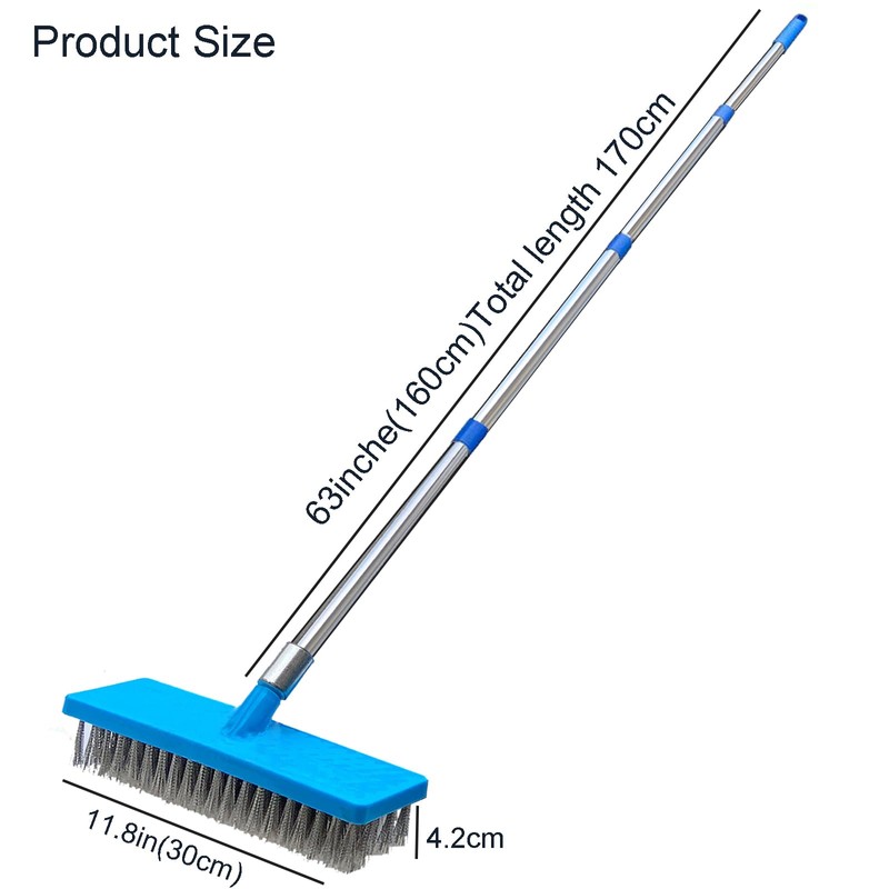 Xifando 65" Long Handle Pool Brush - Heavy Duty Stainless