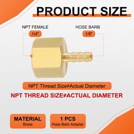 Rebower 1 Pack Brass Hose Barb to NPT Female Adapter, 1/8" Barb x 1/4" NPT Female for Industrial, Automotive, Fluid Transfer, Home Gardening, Water Treatment