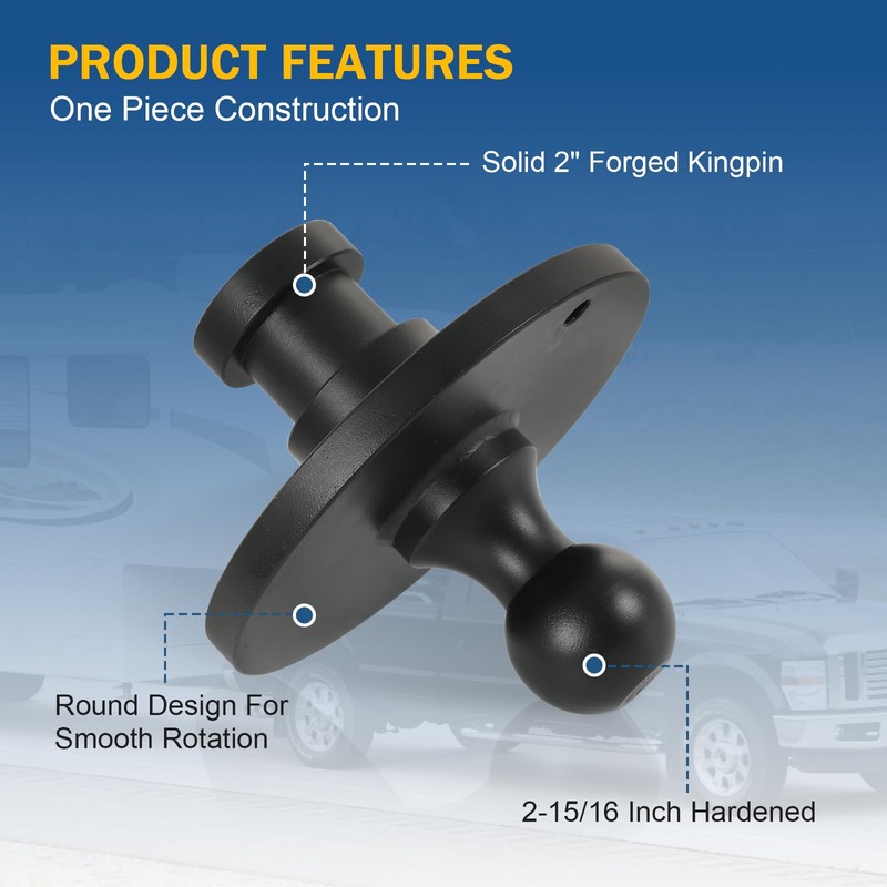 DICMIC 2085295 Gooseneck Ball Adapter Hitch, 2-5/16” Kingpin to Gooseneck