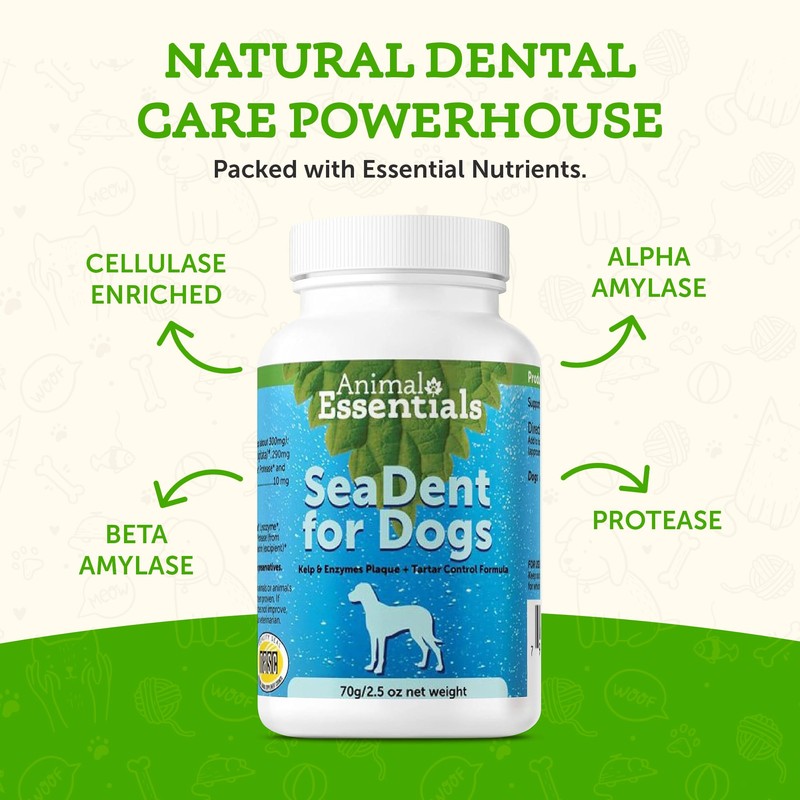 Animal Essentials SeaDent for Dogs - Kelp and Enzymes Plaque,
