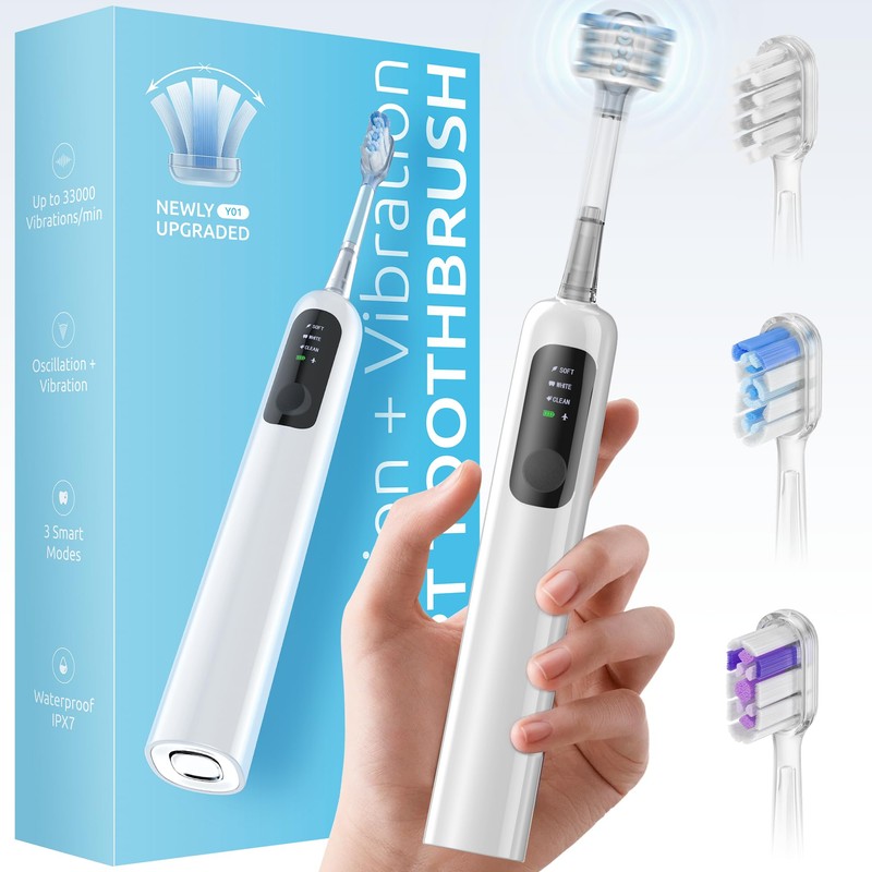 SYNHOPE Cepillo de dientes sónico oscilante de 60°, limpieza de