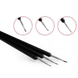 3-Piece Nail Art Liner Brushes Set for Gel Polish Painting and Design