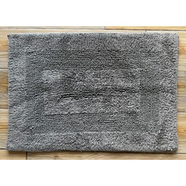 KEMA Soft 100% Cotton Charcoal Bath Mat 17"x24"- Regular Use Rectangular Spa Mat Rug Plush Water Absorbent, Decorative Border for Bathroom Vanity, Bathtub/Shower - Machine Washable - 1 Pack