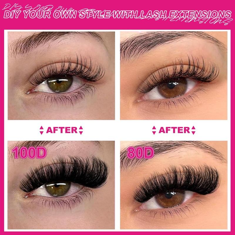Fowendia Lash Clusters Kit Fluff 80D 100D Individual Lashes D