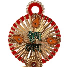 Auspicious Shubh Labh Ganpati Toran Bandanwar Door Hanging Wall Decor Ganesha Toran for Indian Traditional Festival Diwali Decoration Handcrafted Toran Valance for Showpiece Home Décor(Size:-14")