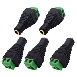 AAOTOKK 3.5mm Screw Terminal Gold Plated 3.5mm (1/8") TS Mono Female to 2 Pin Female Screw Terminal AUX Headphone Balun Solderless Converter Adapter(5-Pack/Female)