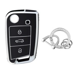 OFFCURVE Car Key Case Key Cover Car Key Cover Key Case with Key Fob for VW Volkswagen Golf 7 Variant Polo Tiguan Seat Leon Cupra Skoda Octavia Superb