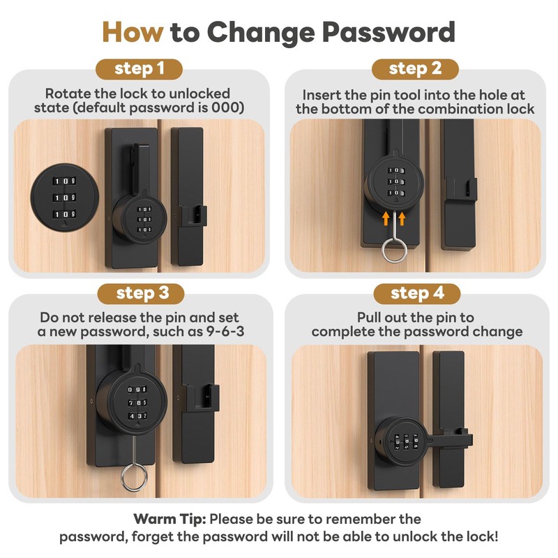 SecureLatch 180 Degree Flip Barn Door Lock, Password Keyless Adhesive