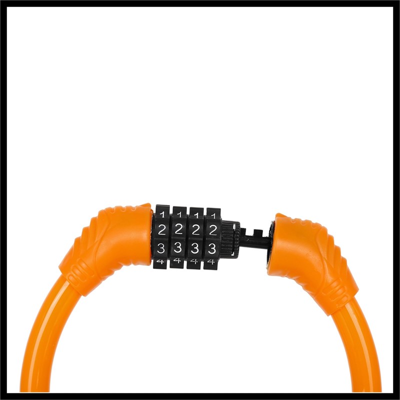Hihaha 43cmx10mm Bike Cable Lock Portable 4 Digit Security Orange