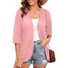Heymoments Cardigan for Women Pink Small Draped 3/4 Sleeve Open-Front