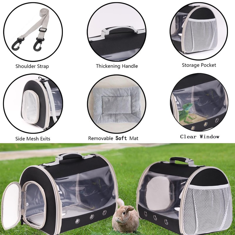 Crested Geckos Travel Carrier with Security Printing Harness Leash Set,Lizard