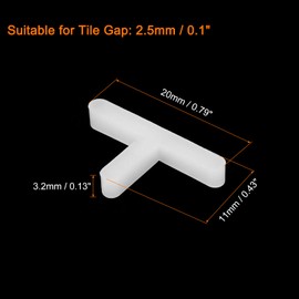 sourcing map 500Pcs Wall Floor Tile Plastic T Shape Spacers Tiling Tools 2.5mm 3/32" Tile Spacers for Ceramic Tile Installation, White