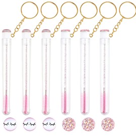 Juego de 48 Varitas de Rímel Desechables, Incluye 24 Cepillos Desechables de Cristal para Pestañas Y 24 Tubos Vacíos Reutilizables con Forma de Llavero de Diamante.