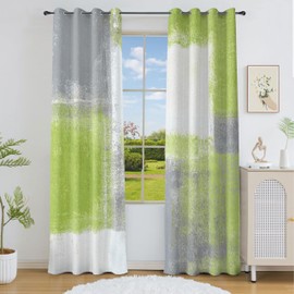 BCLBUSTE Sage Green Abstract Curtains for Living Room 84 inch Long 2 Panels Vintage White Grey Farmhouse Room Darkening Curtains Geometric Aesthetic Thermal Insulating Window Drapes for Bedroom