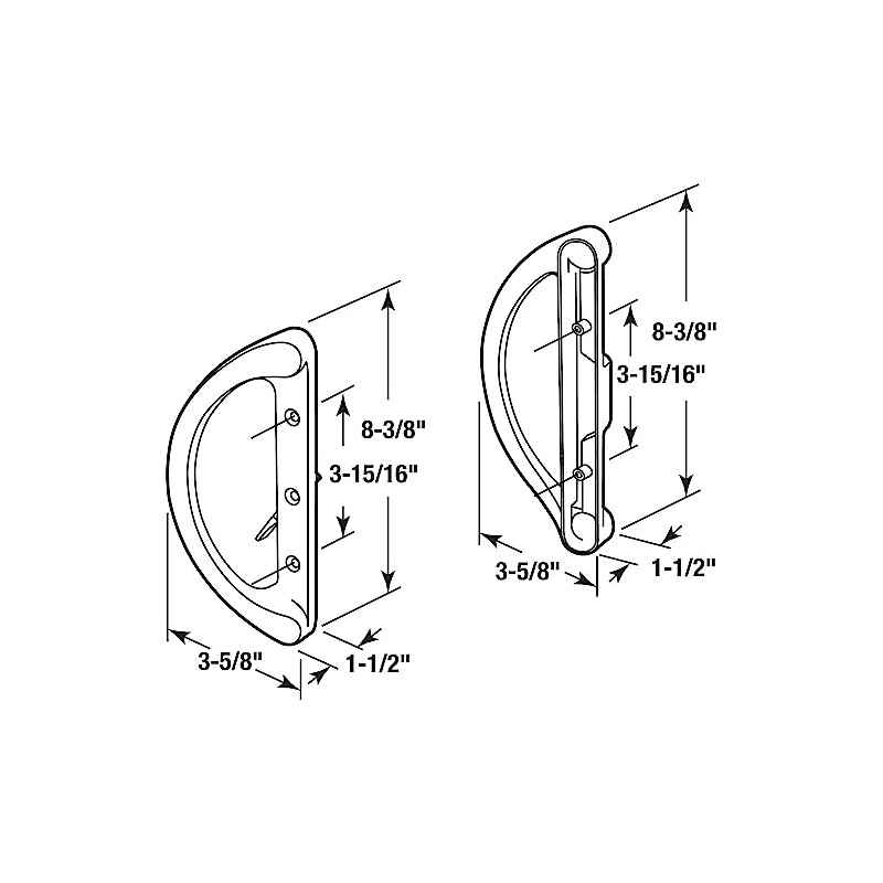 Prime-Line C 1360 Sliding Door Handle Set, Mortise Style, 3-15/16